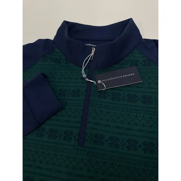 NWT Holderness & Bourne The Robinson 1/4 Zip Performance Pullover Blue Green XXL - Picture 3 of 11